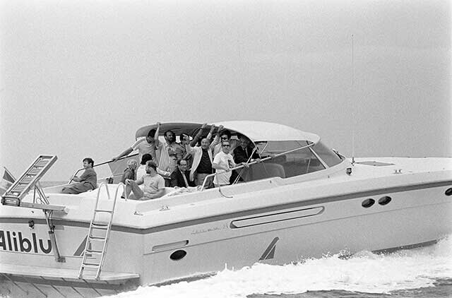Italy, September 23, 1990 - Capri - Havel with friends and writer Umberto Eco on a speedboat ride