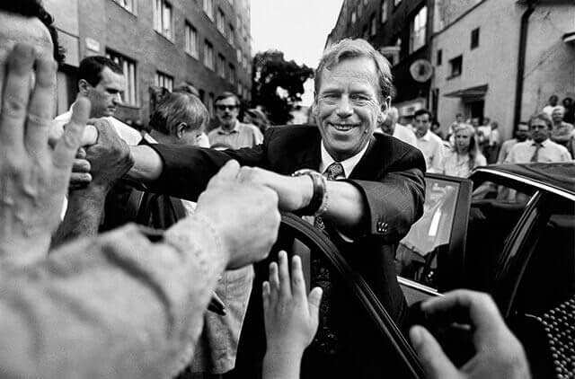 Slovakia, 1 July 1992 – Bratislava - Václav Havel greeting the public during his last official stay in Bratislava before the break-up of the Czechoslovak federation